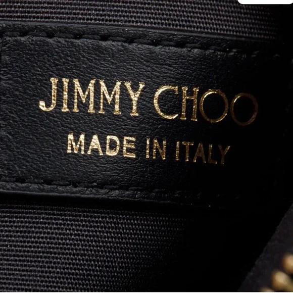 Authentic JIMMY CHOO Black Monogram Embossed Leather JC Logo Chain Card … - Picture 9 of 12